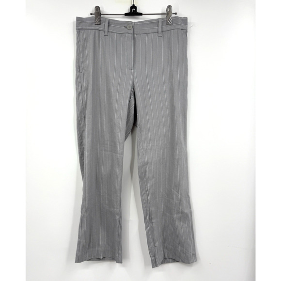 J Jill Pants Womens Size 4 Gray Striped Linen Blend‎ Stretch Pockets Slacks - Picture 1 of 12